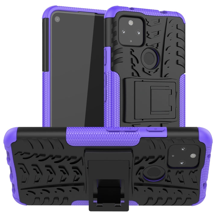 Tire Texture Shockproof TPU+PC Protective Case with Holder, For Google Pixel 4a 5G / Pixel 5 XL, For LG K22, For OPPO A53 / A32, For OPPO F17