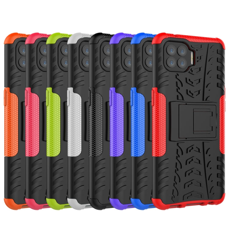 Tire Texture Shockproof TPU+PC Protective Case with Holder, For OPPO F17 Pro, For vivo Y50