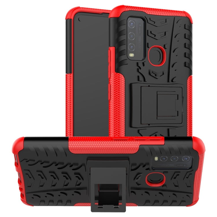 Tire Texture Shockproof TPU+PC Protective Case with Holder, For OPPO F17 Pro, For vivo Y50