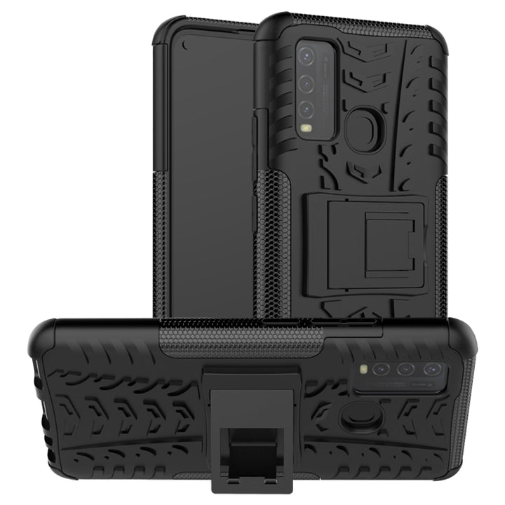 Tire Texture Shockproof TPU+PC Protective Case with Holder, For OPPO F17 Pro, For vivo Y50