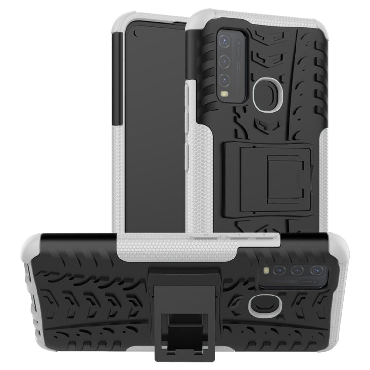 Tire Texture Shockproof TPU+PC Protective Case with Holder, For OPPO F17 Pro, For vivo Y50