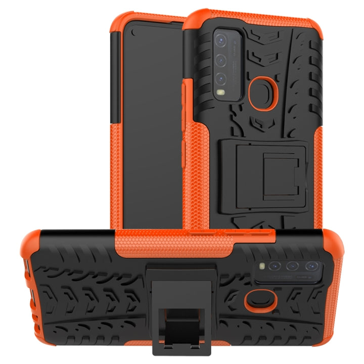 Tire Texture Shockproof TPU+PC Protective Case with Holder, For OPPO F17 Pro, For vivo Y50