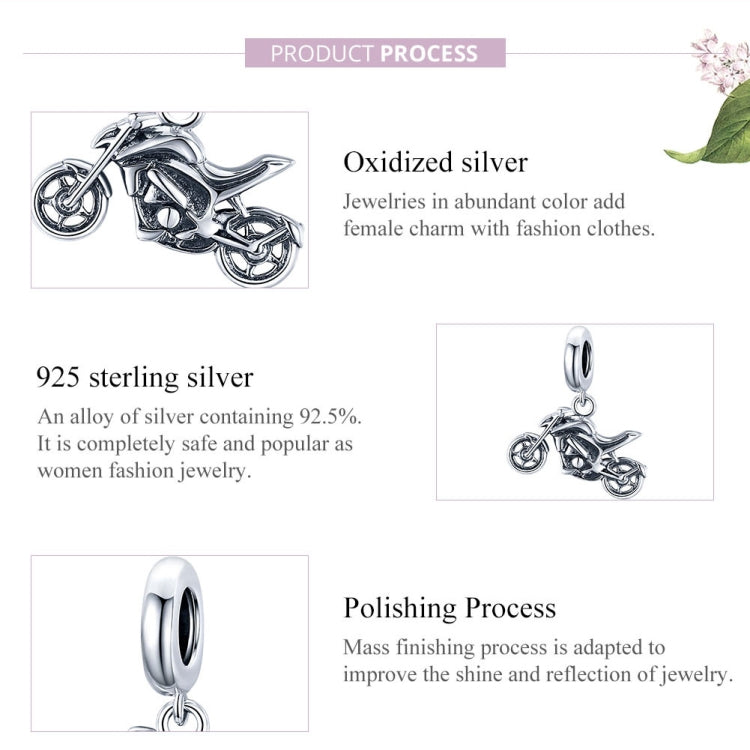 S925 Sterling Silver Motorcycle Pendant DIY Bracelet Necklace Accessories, Motorcycle