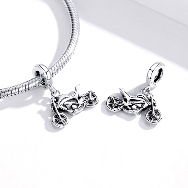 S925 Sterling Silver Motorcycle Pendant DIY Bracelet Necklace Accessories, Motorcycle