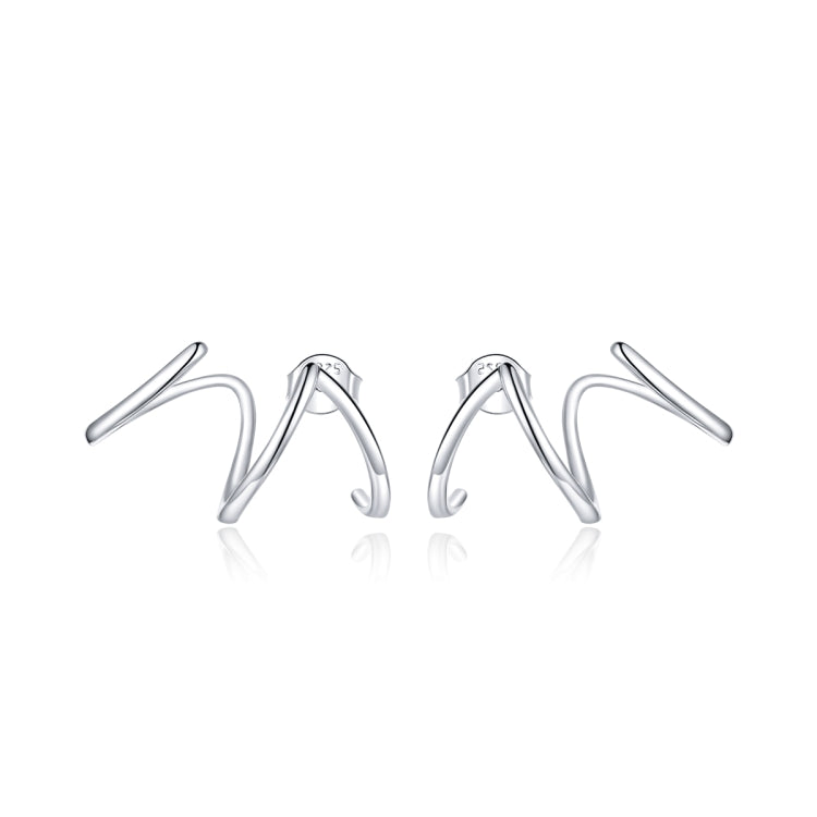 S925 Sterling Silver Simple Style Lines Women Earrings, Lines