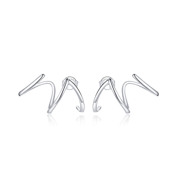 S925 Sterling Silver Simple Style Lines Women Earrings, Lines