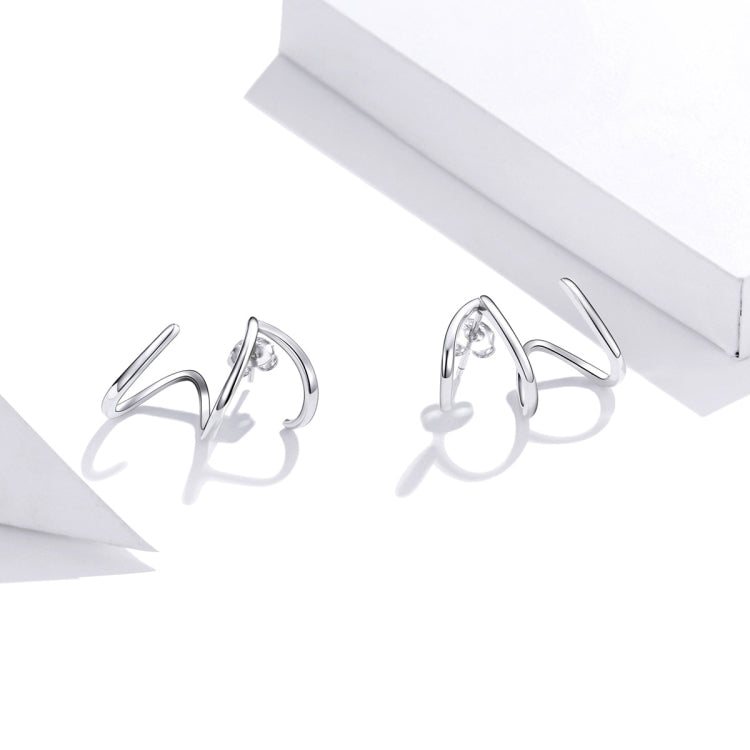 S925 Sterling Silver Simple Style Lines Women Earrings, Lines