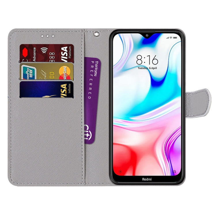 Coloured Drawing Cross Texture Horizontal Flip PU Leather Case with Holder & Card Slots & Wallet & Lanyard, For Xiaomi Redmi 8