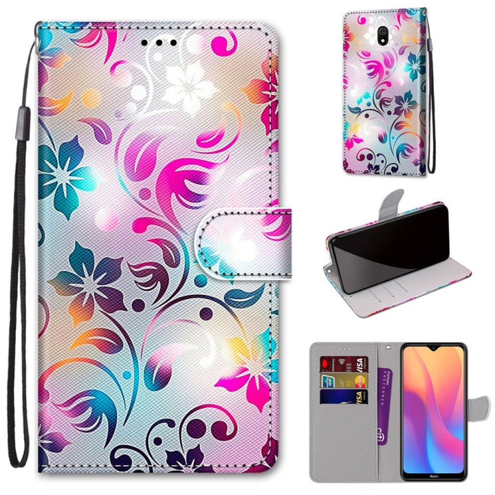 Coloured Drawing Cross Texture Horizontal Flip PU Leather Case with Holder & Card Slots & Wallet & Lanyard, For Xiaomi Redmi 8A