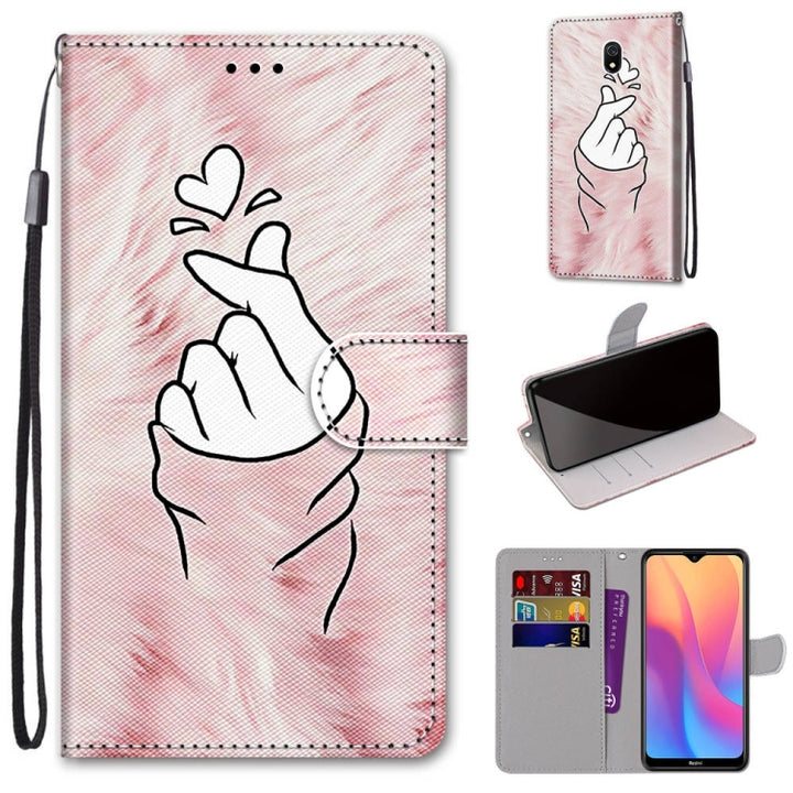 Coloured Drawing Cross Texture Horizontal Flip PU Leather Case with Holder & Card Slots & Wallet & Lanyard, For Xiaomi Redmi 8A