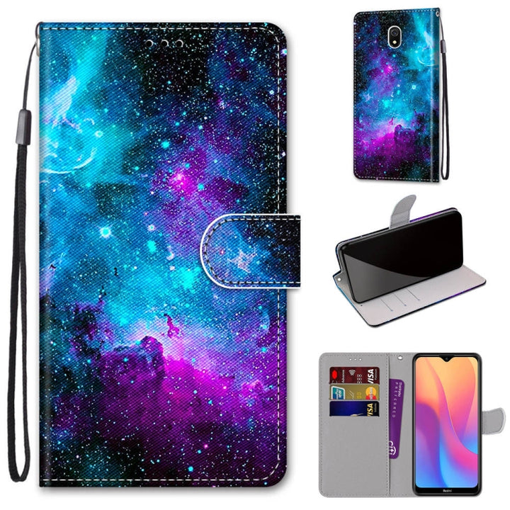 Coloured Drawing Cross Texture Horizontal Flip PU Leather Case with Holder & Card Slots & Wallet & Lanyard, For Xiaomi Redmi 8A