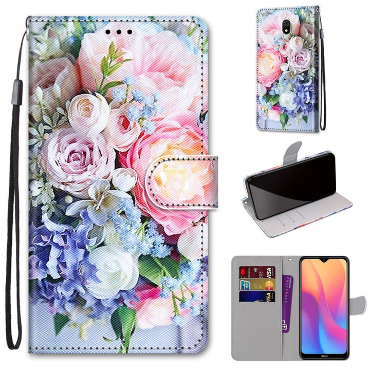 Coloured Drawing Cross Texture Horizontal Flip PU Leather Case with Holder & Card Slots & Wallet & Lanyard, For Xiaomi Redmi 8A