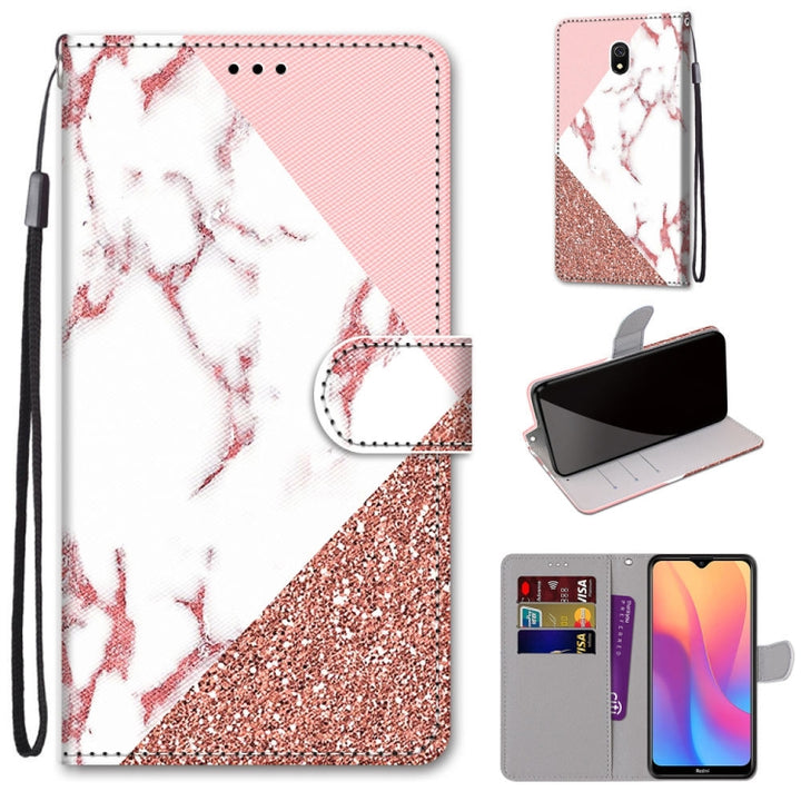 Coloured Drawing Cross Texture Horizontal Flip PU Leather Case with Holder & Card Slots & Wallet & Lanyard, For Xiaomi Redmi 8A