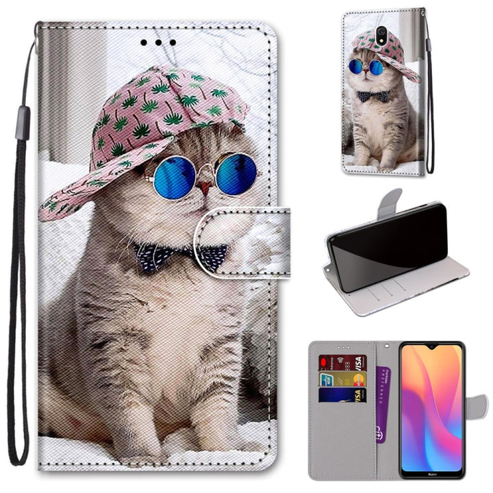 Coloured Drawing Cross Texture Horizontal Flip PU Leather Case with Holder & Card Slots & Wallet & Lanyard, For Xiaomi Redmi 8A