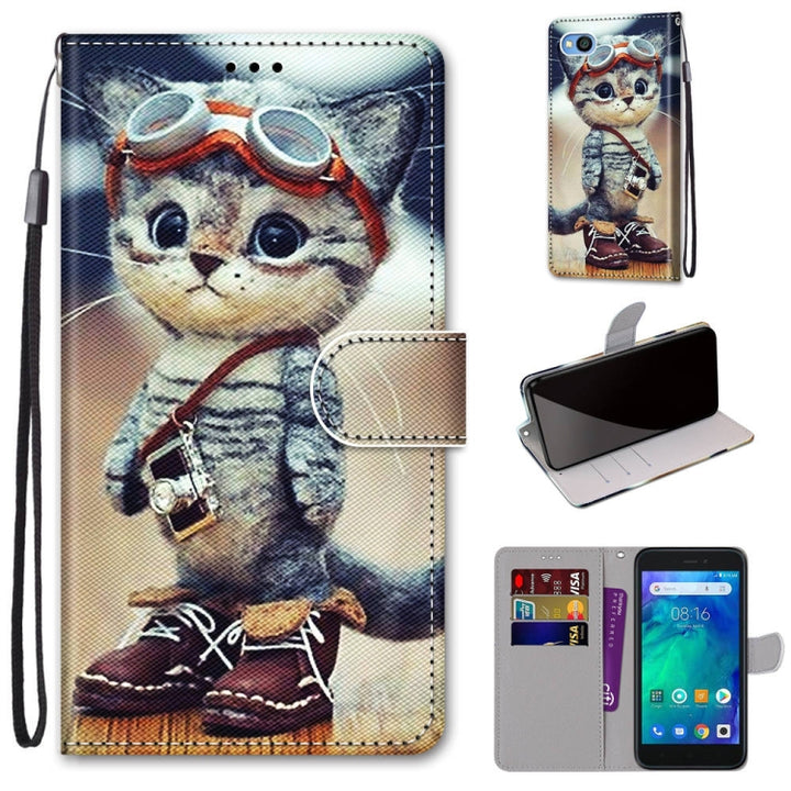 Coloured Drawing Cross Texture Horizontal Flip PU Leather Case with Holder & Card Slots & Wallet & Lanyard, For Xiaomi Redmi Go