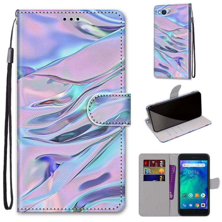 Coloured Drawing Cross Texture Horizontal Flip PU Leather Case with Holder & Card Slots & Wallet & Lanyard, For Xiaomi Redmi Go