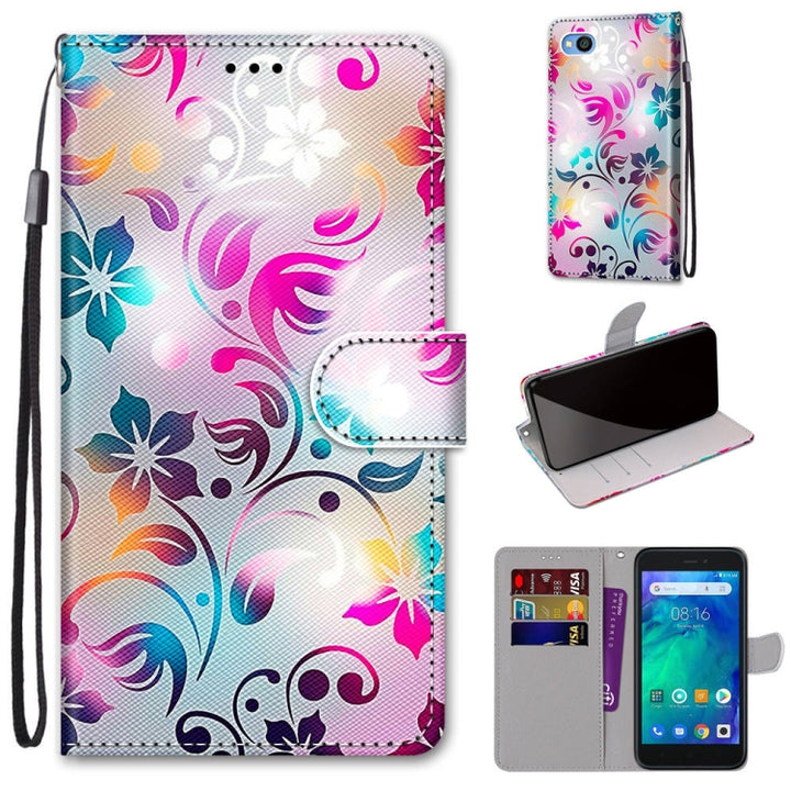 Coloured Drawing Cross Texture Horizontal Flip PU Leather Case with Holder & Card Slots & Wallet & Lanyard, For Xiaomi Redmi Go