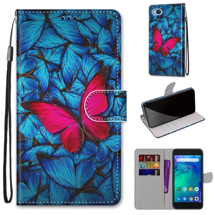 Coloured Drawing Cross Texture Horizontal Flip PU Leather Case with Holder & Card Slots & Wallet & Lanyard, For Xiaomi Redmi Go