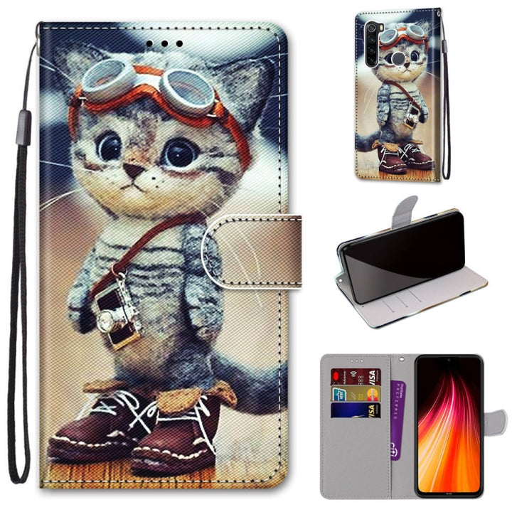 Coloured Drawing Cross Texture Horizontal Flip PU Leather Case with Holder & Card Slots & Wallet & Lanyard, For Xiaomi Redmi Note 8