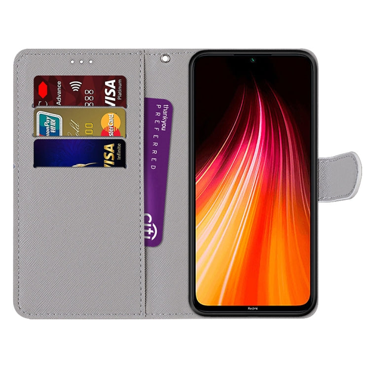 Coloured Drawing Cross Texture Horizontal Flip PU Leather Case with Holder & Card Slots & Wallet & Lanyard, For Xiaomi Redmi Note 8