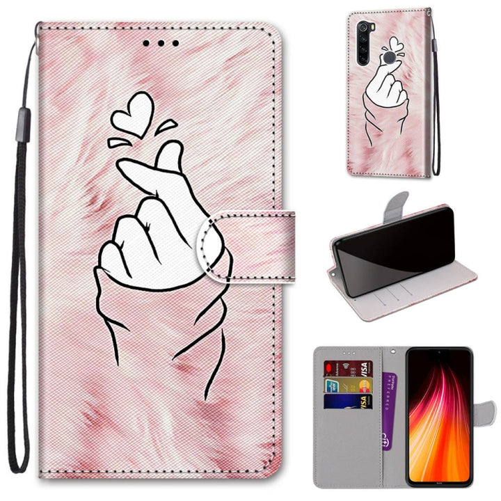 Coloured Drawing Cross Texture Horizontal Flip PU Leather Case with Holder & Card Slots & Wallet & Lanyard, For Xiaomi Redmi Note 8