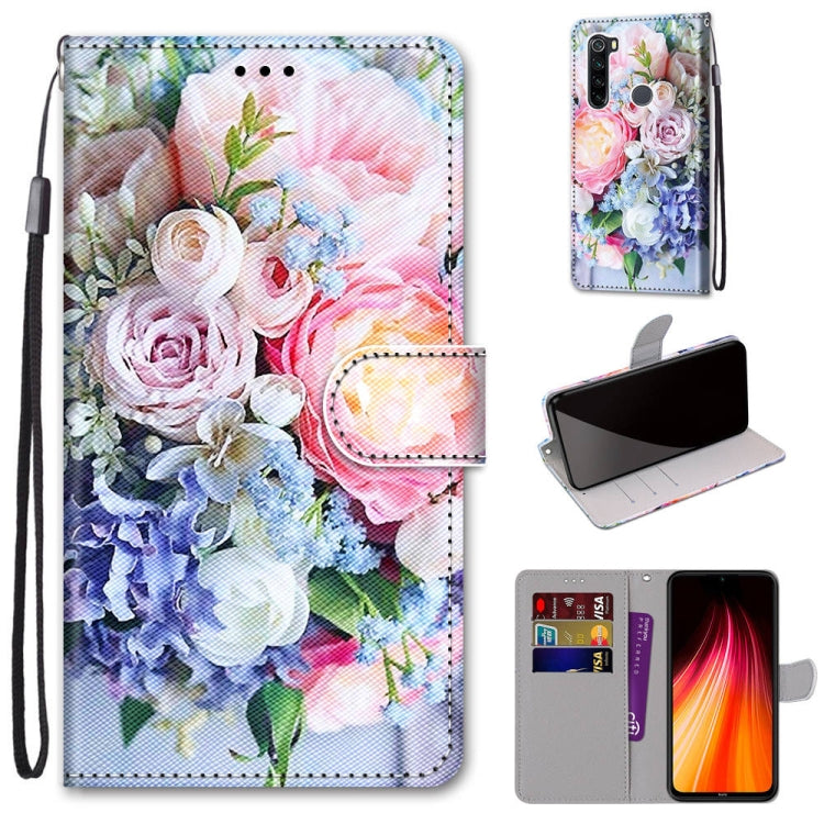 Coloured Drawing Cross Texture Horizontal Flip PU Leather Case with Holder & Card Slots & Wallet & Lanyard, For Xiaomi Redmi Note 8