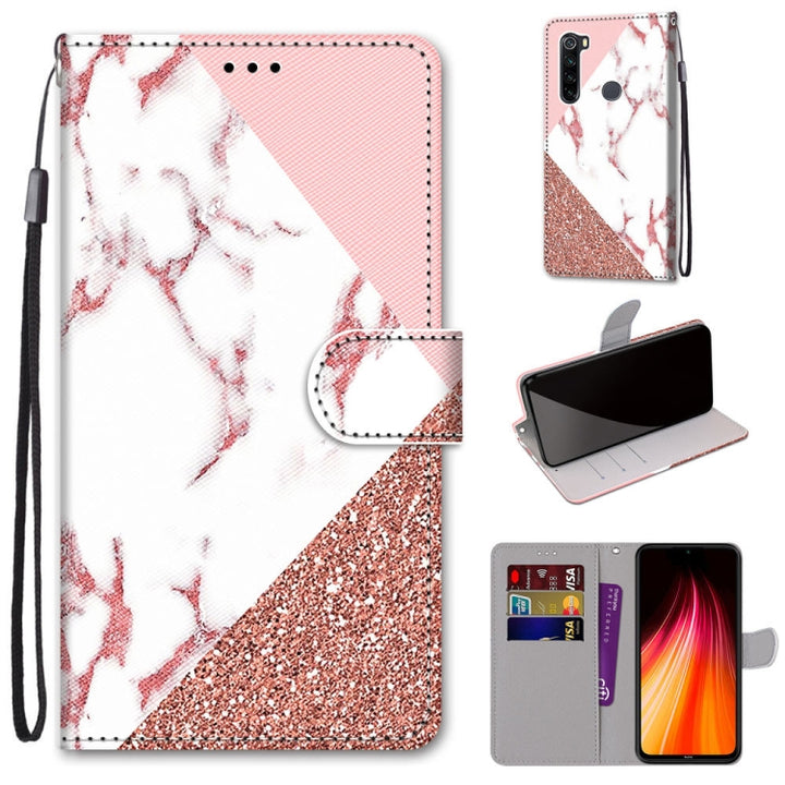 Coloured Drawing Cross Texture Horizontal Flip PU Leather Case with Holder & Card Slots & Wallet & Lanyard, For Xiaomi Redmi Note 8