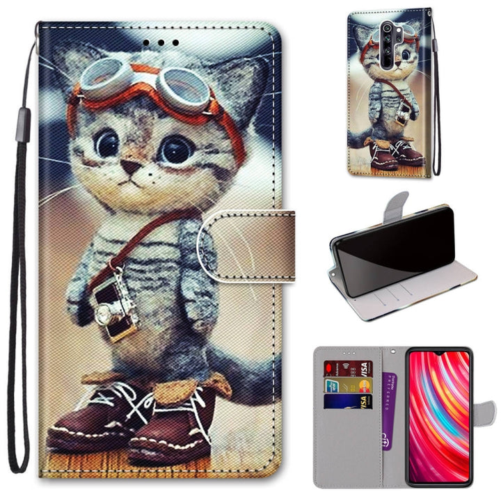 Coloured Drawing Cross Texture Horizontal Flip PU Leather Case with Holder & Card Slots & Wallet & Lanyard, For Xiaomi Redmi Note 8 Pro