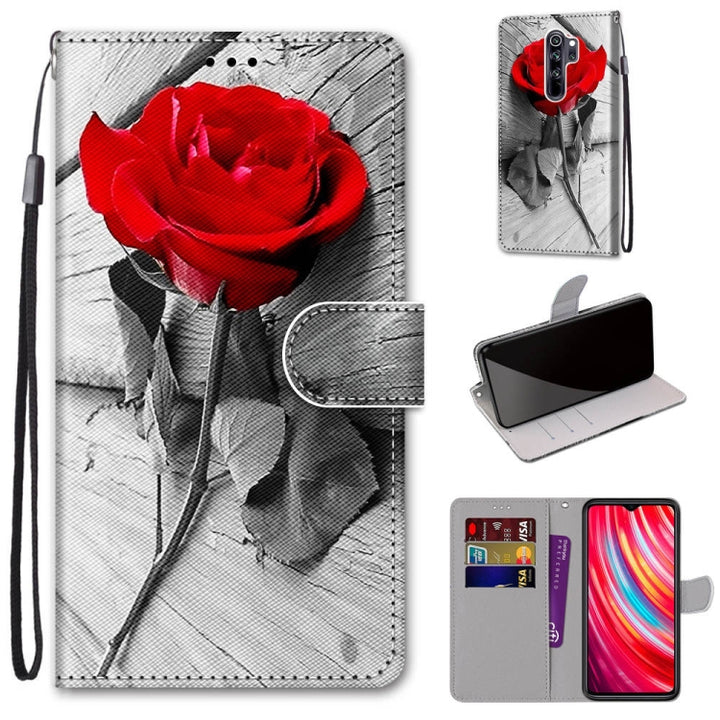 Coloured Drawing Cross Texture Horizontal Flip PU Leather Case with Holder & Card Slots & Wallet & Lanyard, For Xiaomi Redmi Note 8 Pro