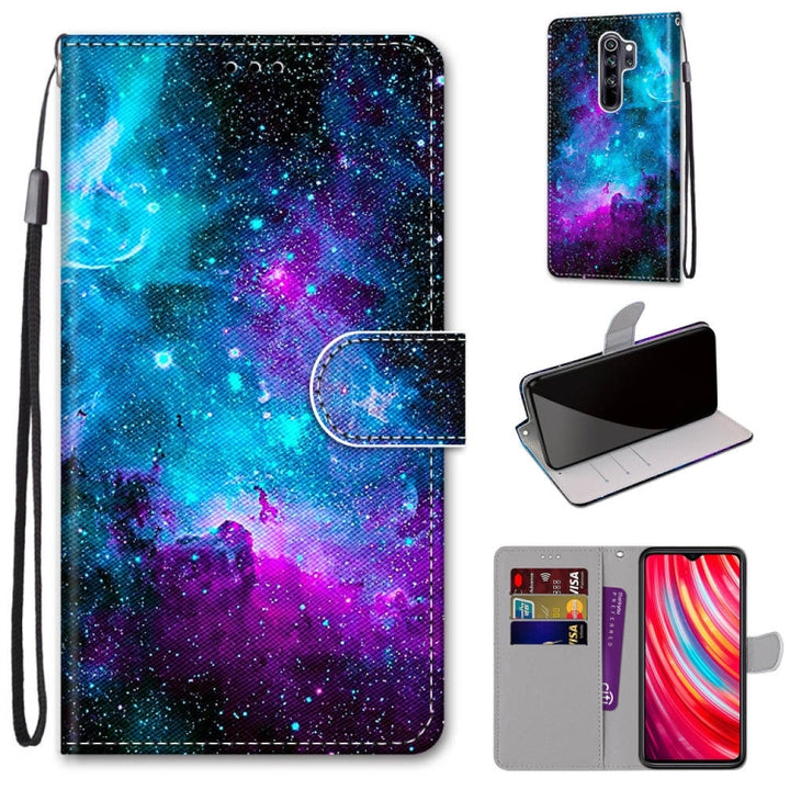 Coloured Drawing Cross Texture Horizontal Flip PU Leather Case with Holder & Card Slots & Wallet & Lanyard, For Xiaomi Redmi Note 8 Pro