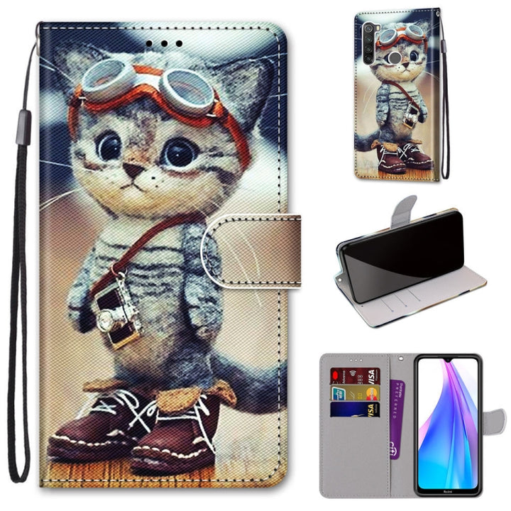 Coloured Drawing Cross Texture Horizontal Flip PU Leather Case with Holder & Card Slots & Wallet & Lanyard, For Xiaomi Redmi Note 8T