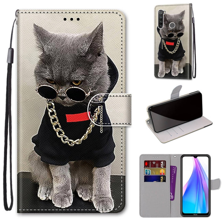 Coloured Drawing Cross Texture Horizontal Flip PU Leather Case with Holder & Card Slots & Wallet & Lanyard, For Xiaomi Redmi Note 8T