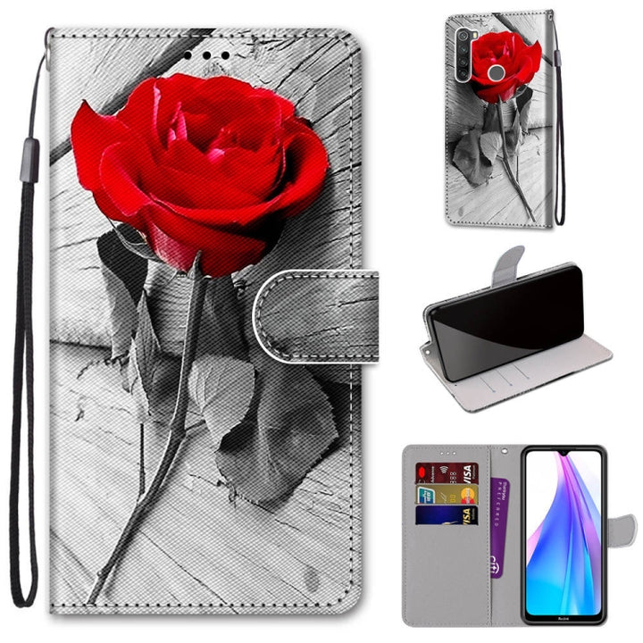 Coloured Drawing Cross Texture Horizontal Flip PU Leather Case with Holder & Card Slots & Wallet & Lanyard, For Xiaomi Redmi Note 8T