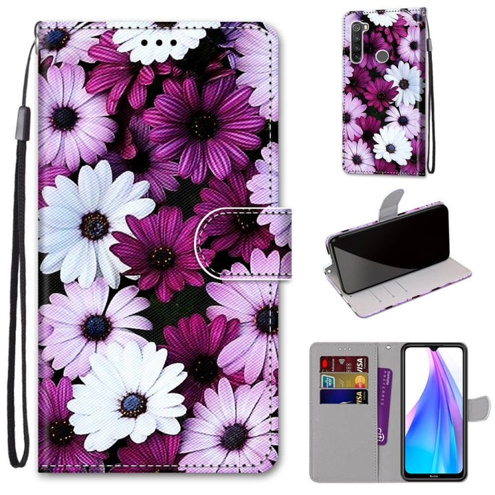 Coloured Drawing Cross Texture Horizontal Flip PU Leather Case with Holder & Card Slots & Wallet & Lanyard, For Xiaomi Redmi Note 8T