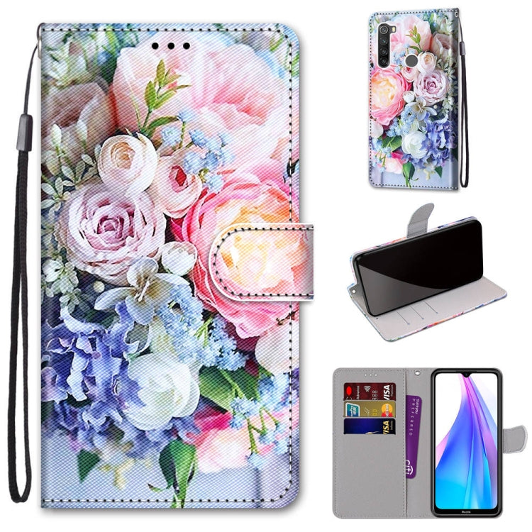 Coloured Drawing Cross Texture Horizontal Flip PU Leather Case with Holder & Card Slots & Wallet & Lanyard, For Xiaomi Redmi Note 8T