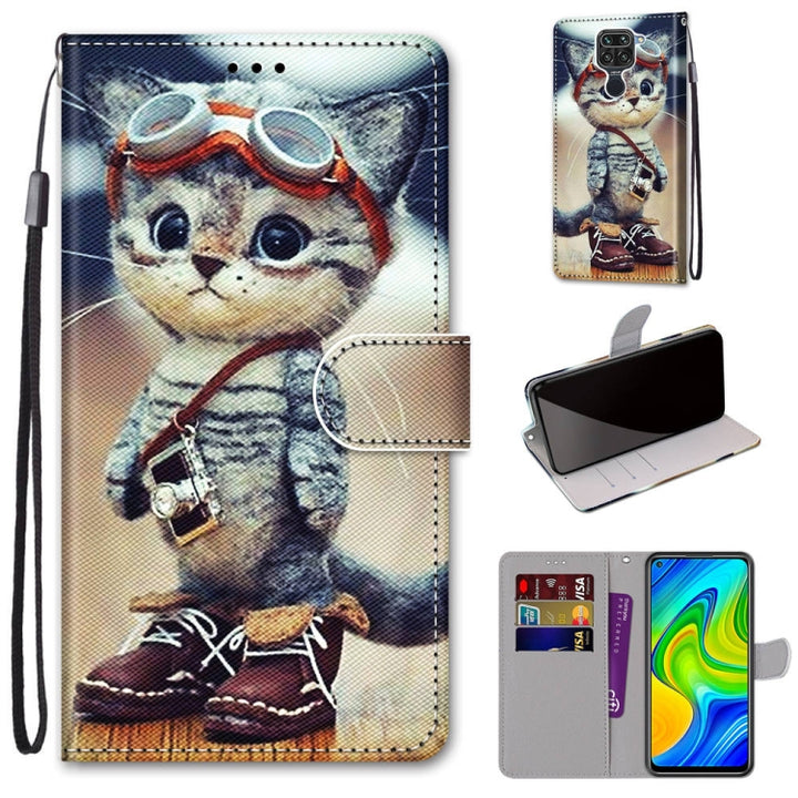 Coloured Drawing Cross Texture Horizontal Flip PU Leather Case with Holder & Card Slots & Wallet & Lanyard, For Xiaomi Redmi Note 9 / 10X 4G