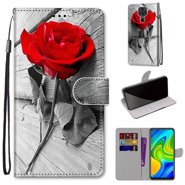 Coloured Drawing Cross Texture Horizontal Flip PU Leather Case with Holder & Card Slots & Wallet & Lanyard, For Xiaomi Redmi Note 9 / 10X 4G