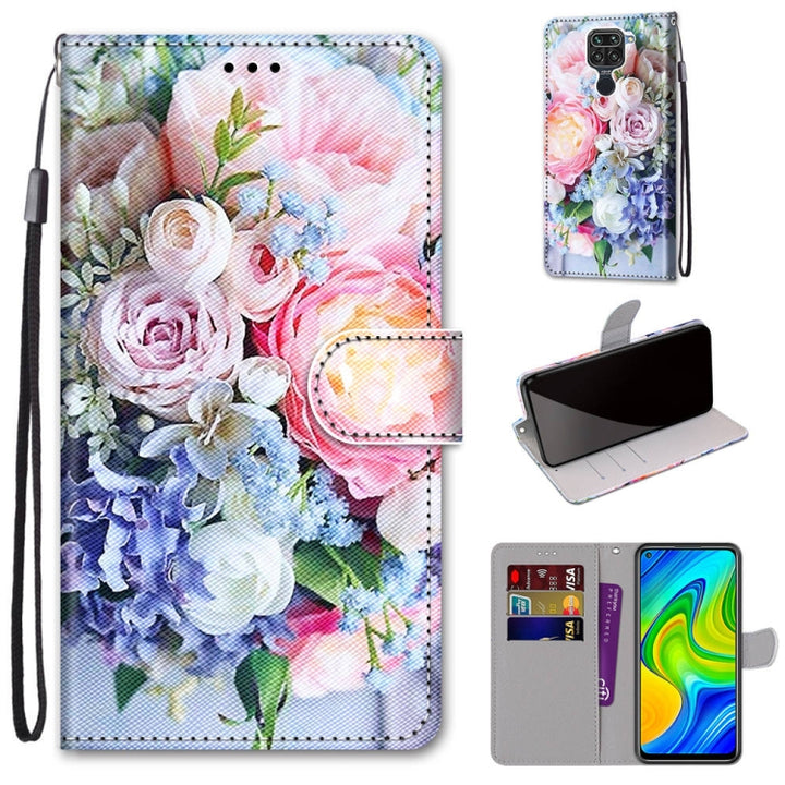 Coloured Drawing Cross Texture Horizontal Flip PU Leather Case with Holder & Card Slots & Wallet & Lanyard, For Xiaomi Redmi Note 9 / 10X 4G