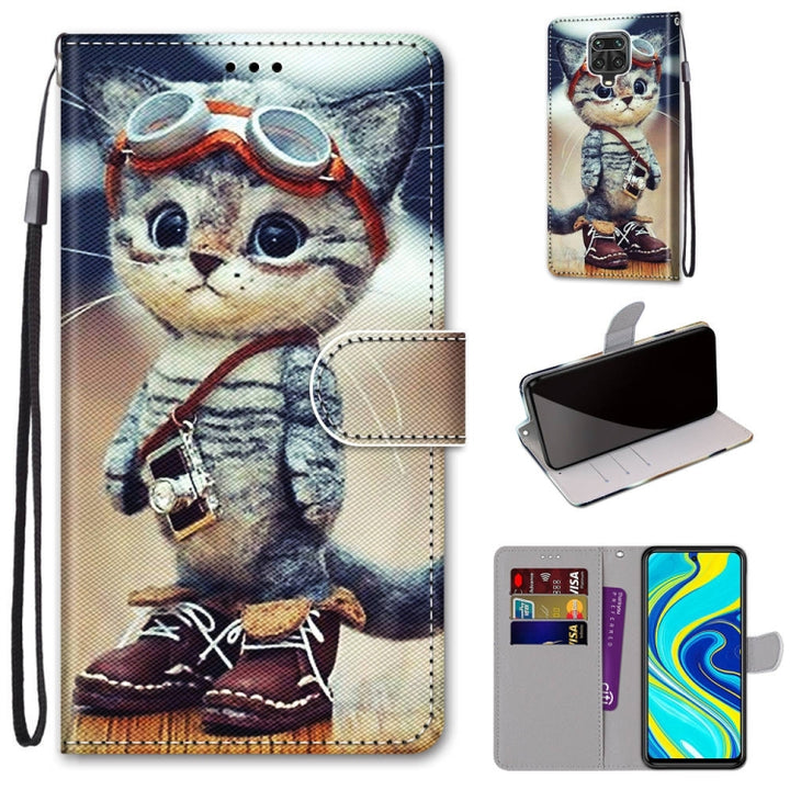 Coloured Drawing Cross Texture Horizontal Flip PU Leather Case with Holder & Card Slots & Wallet & Lanyard, For Xiaomi Redmi Note 9S / 9 Pro