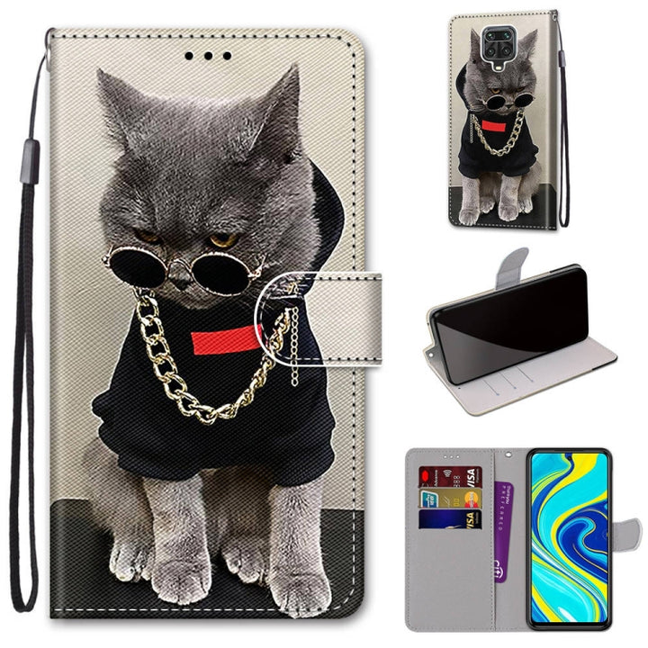 Coloured Drawing Cross Texture Horizontal Flip PU Leather Case with Holder & Card Slots & Wallet & Lanyard, For Xiaomi Redmi Note 9S / 9 Pro