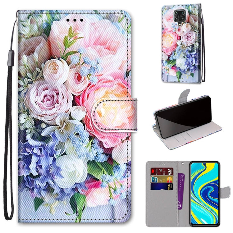 Coloured Drawing Cross Texture Horizontal Flip PU Leather Case with Holder & Card Slots & Wallet & Lanyard, For Xiaomi Redmi Note 9S / 9 Pro