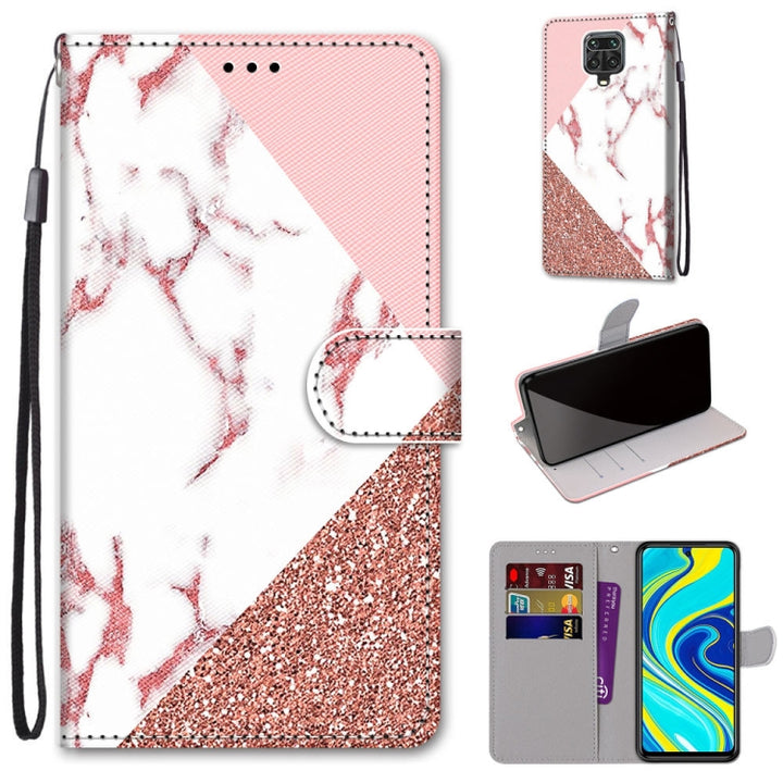 Coloured Drawing Cross Texture Horizontal Flip PU Leather Case with Holder & Card Slots & Wallet & Lanyard, For Xiaomi Redmi Note 9S / 9 Pro