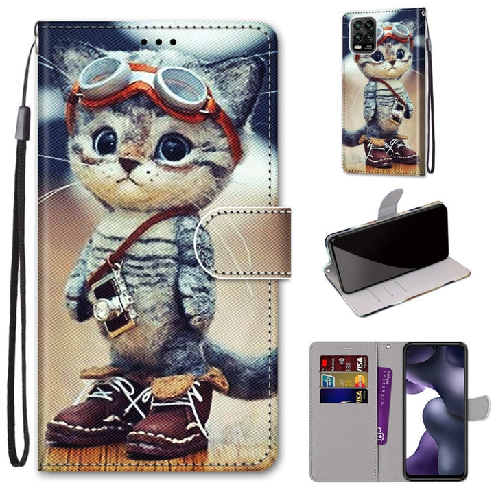 Coloured Drawing Cross Texture Horizontal Flip PU Leather Case with Holder & Card Slots & Wallet & Lanyard, For Xiaomi Mi 10 Lite