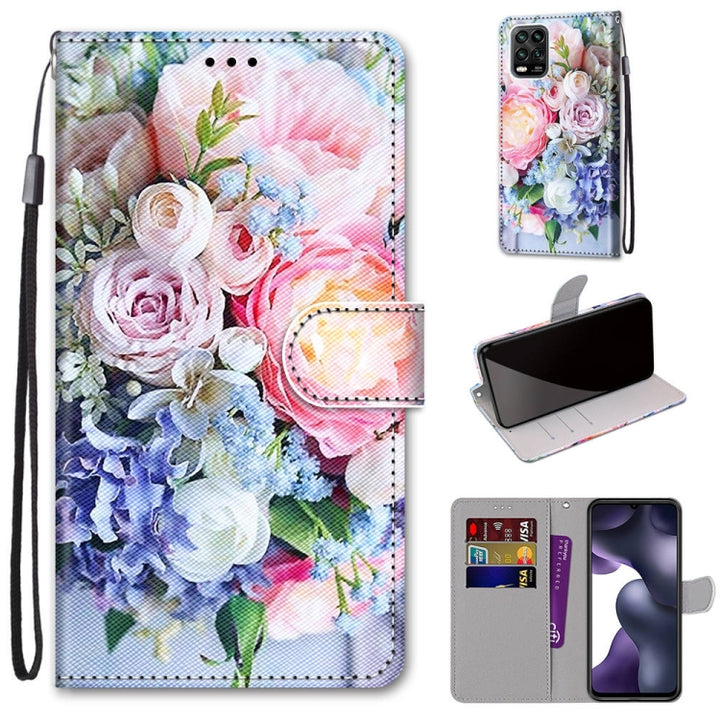 Coloured Drawing Cross Texture Horizontal Flip PU Leather Case with Holder & Card Slots & Wallet & Lanyard, For Xiaomi Mi 10 Lite