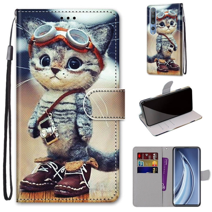 Coloured Drawing Cross Texture Horizontal Flip PU Leather Case with Holder & Card Slots & Wallet & Lanyard, For Xiaomi Mi 10 5G