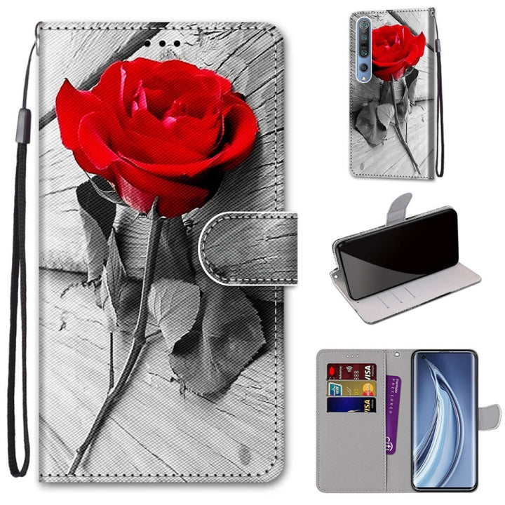 Coloured Drawing Cross Texture Horizontal Flip PU Leather Case with Holder & Card Slots & Wallet & Lanyard, For Xiaomi Mi 10 5G