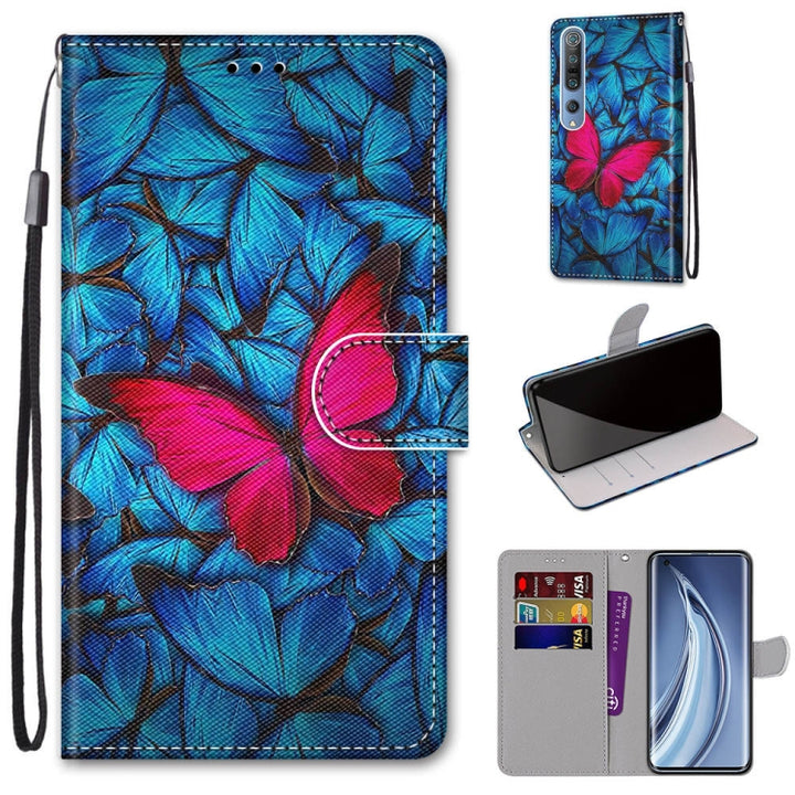 Coloured Drawing Cross Texture Horizontal Flip PU Leather Case with Holder & Card Slots & Wallet & Lanyard, For Xiaomi Mi 10 5G