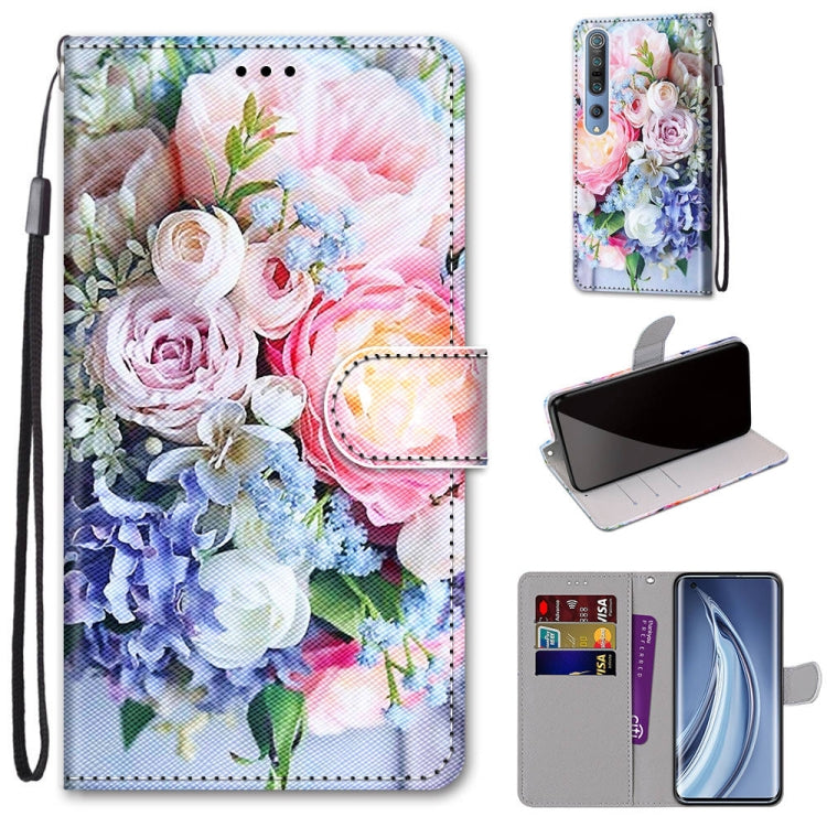 Coloured Drawing Cross Texture Horizontal Flip PU Leather Case with Holder & Card Slots & Wallet & Lanyard, For Xiaomi Mi 10 5G