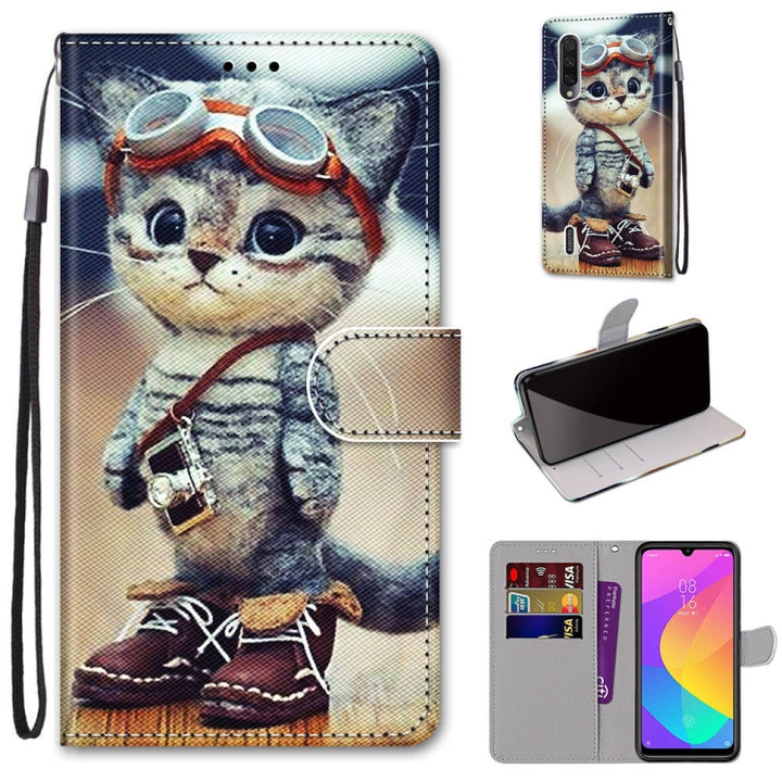 Coloured Drawing Cross Texture Horizontal Flip PU Leather Case with Holder & Card Slots & Wallet & Lanyard, For Xiaomi Mi CC9e / A3