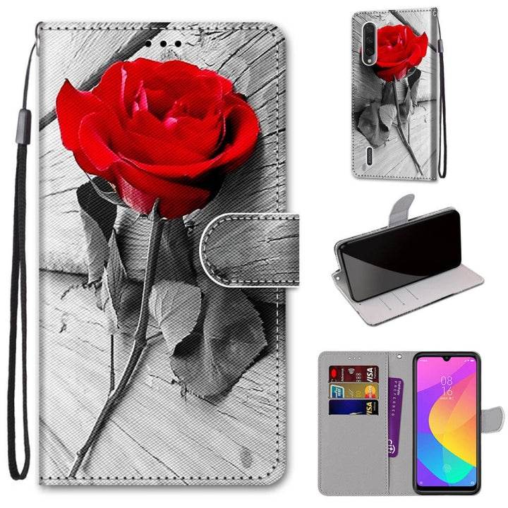 Coloured Drawing Cross Texture Horizontal Flip PU Leather Case with Holder & Card Slots & Wallet & Lanyard, For Xiaomi Mi CC9e / A3